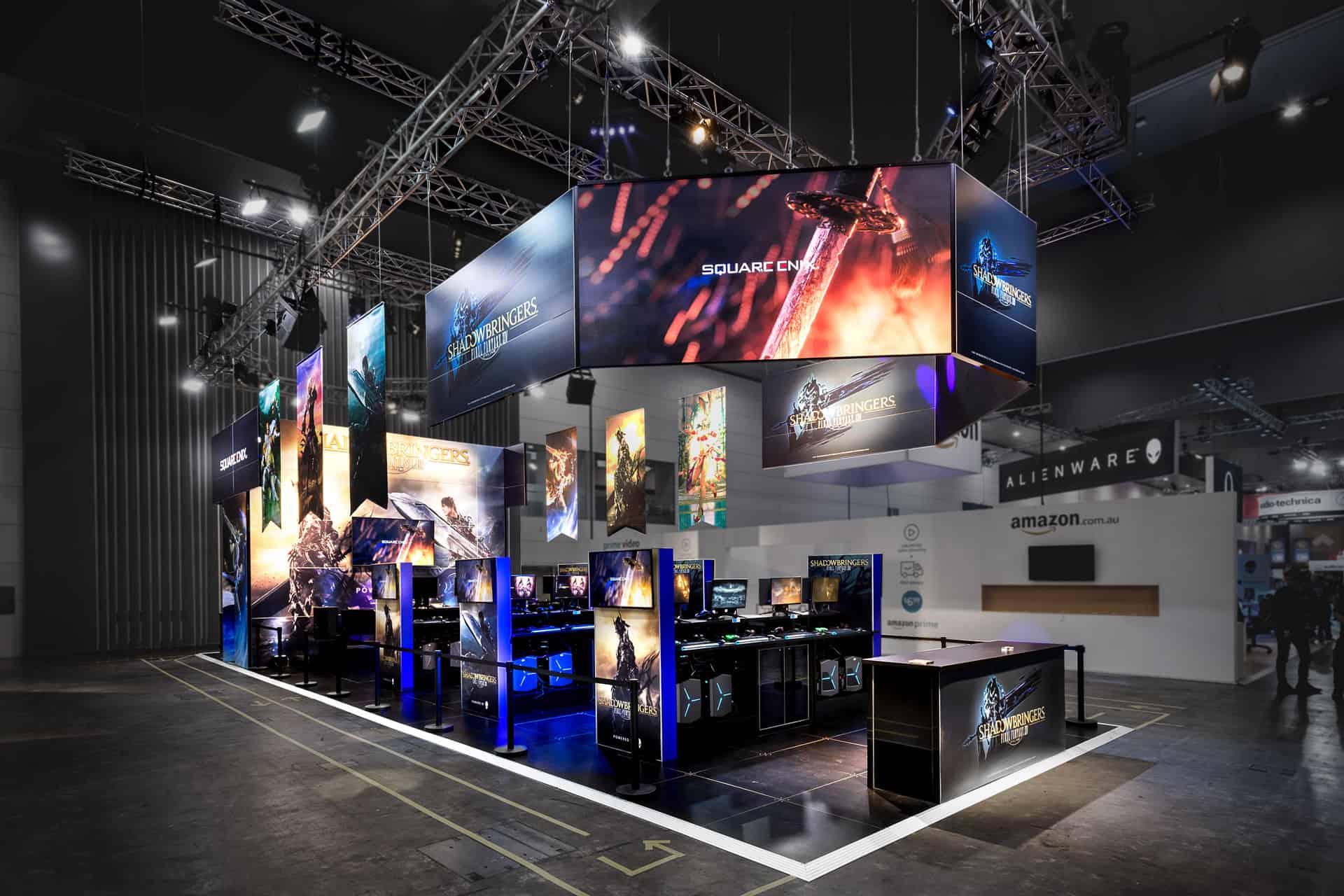 SquareEnix custom showtopper exhibition stand at PAX 2019 by Expocentric.com.au