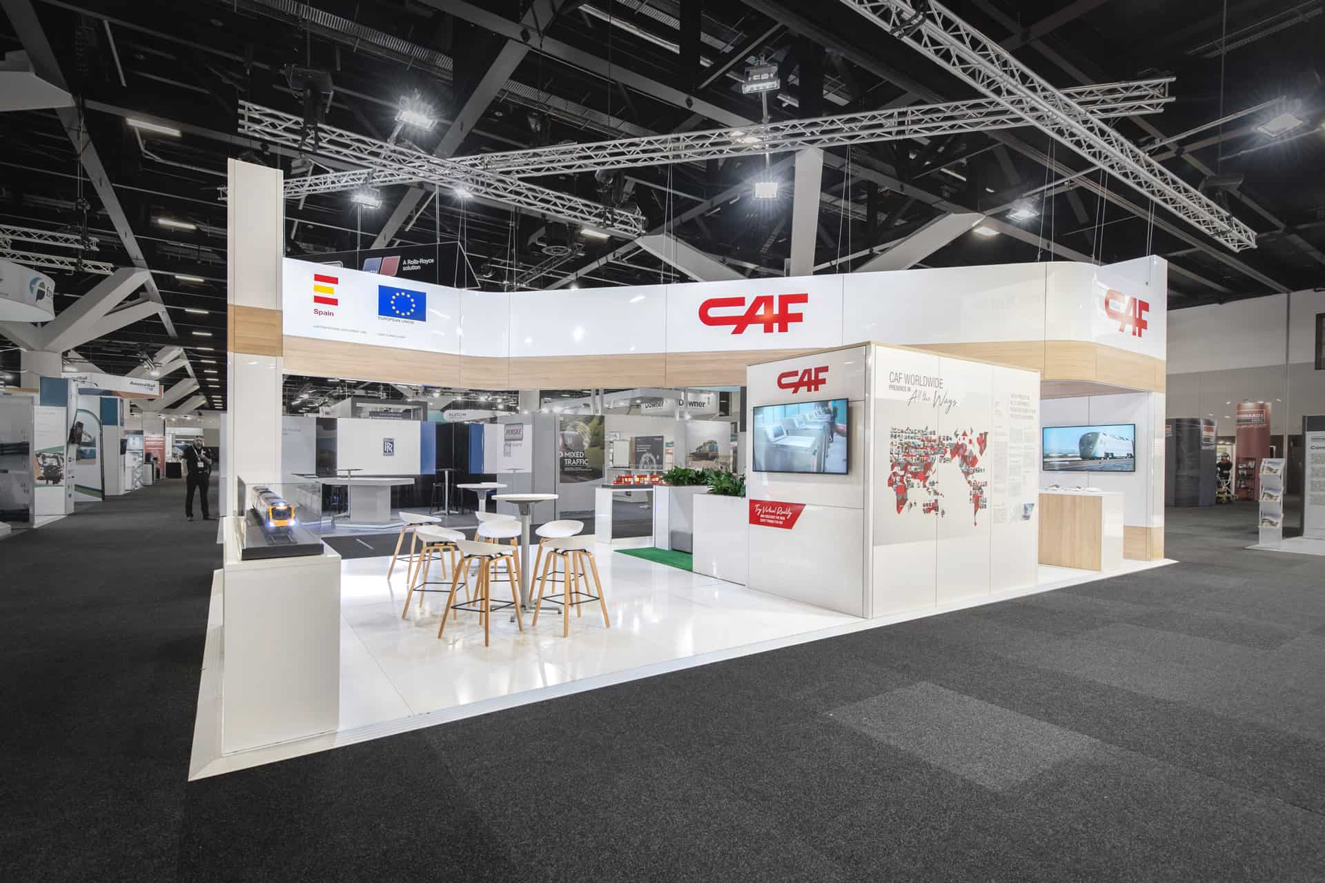 CAF custom showtopper exhibition stand at AusRail by Expocentric.com.au